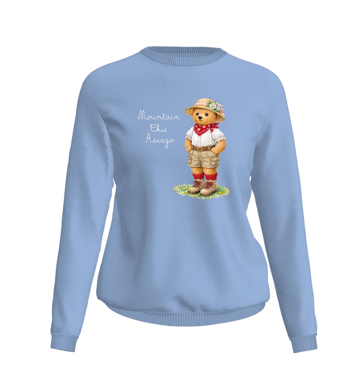 Felpa Donna Orso Azzurro Pastello