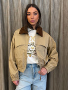 Bomber Colletto Velluto Beige