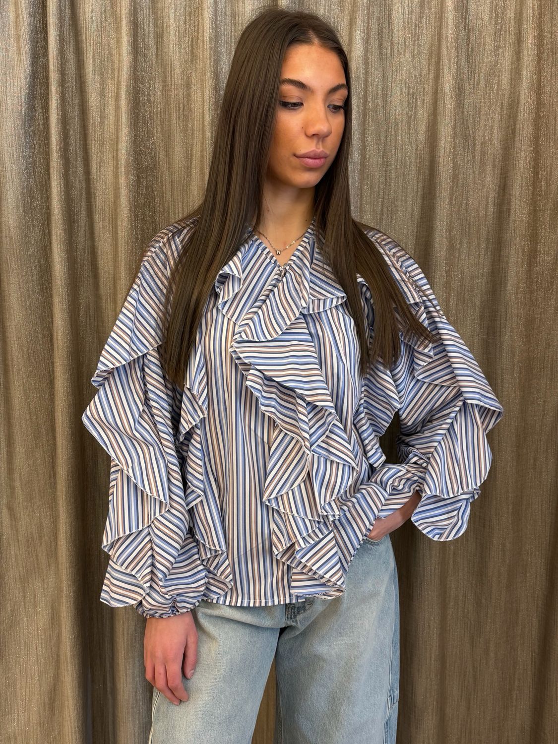 Camicia Stripes Volant