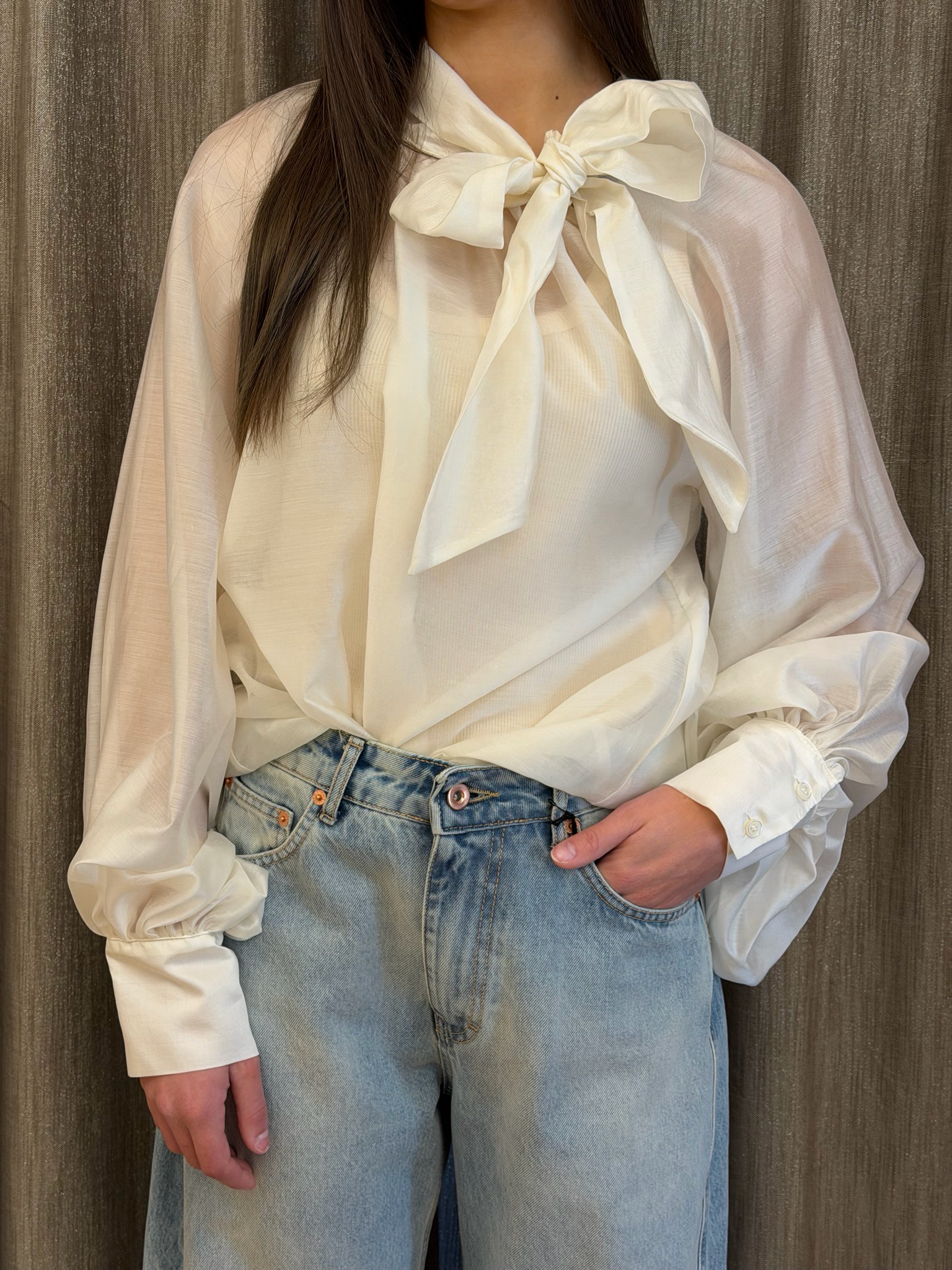 Camicia Fiocco Panna Vicolo